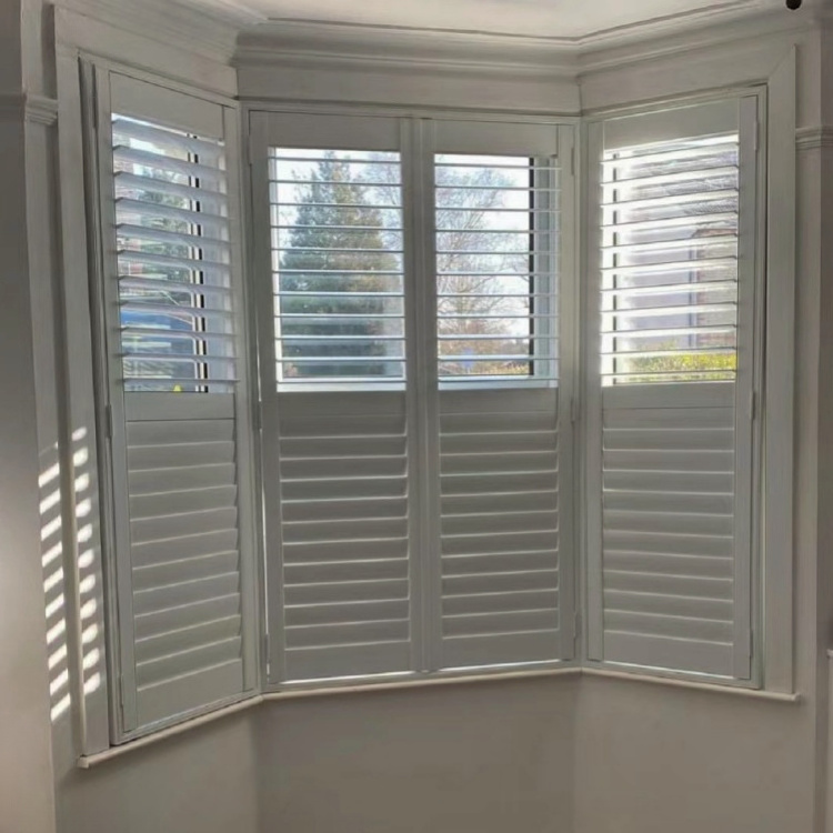 custom horizontal bi-fold White Primed Waterproof Shutter Aluminum Wooden PVC Plantation Shutter