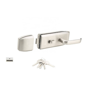 Brushed Nickel Lock Glass Mounted Latch with Lever Handle Thumbturn Glass Door Lock