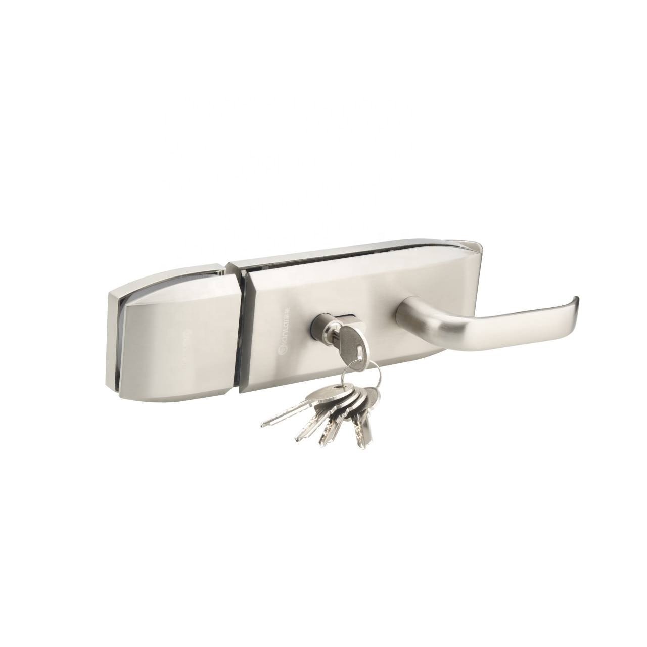 Brushed Nickel Lock Glass Mounted Latch with Lever Handle Thumbturn Glass Door Lock