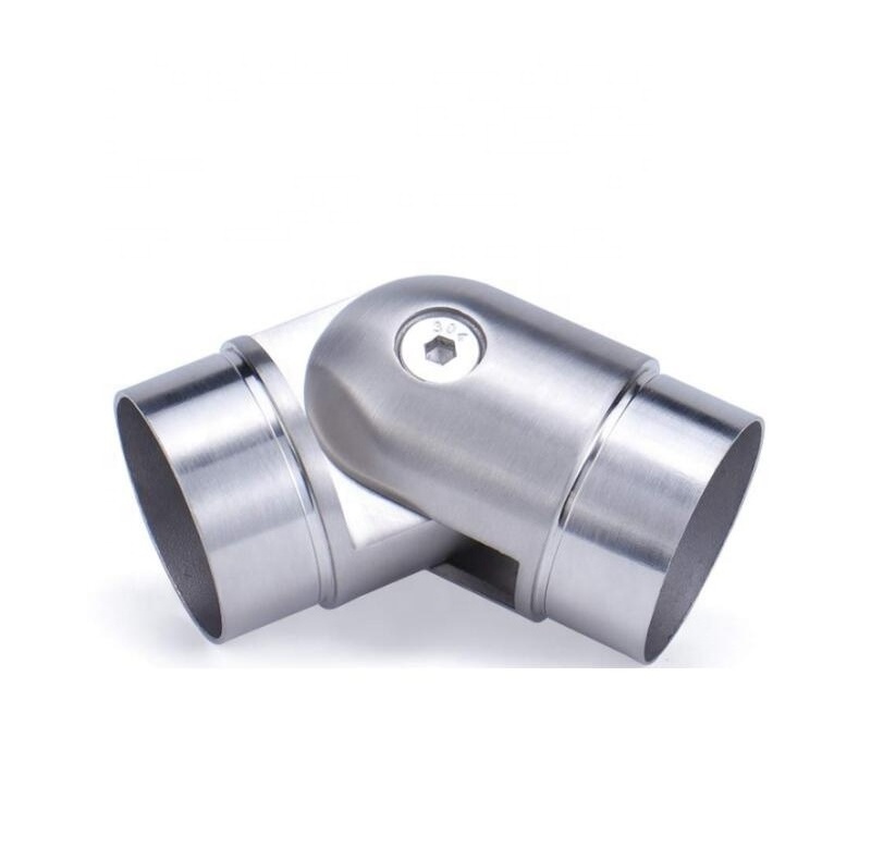 Stainless Steel Round Handrail Connector Adjustable Handrail Fitting Deck Corner Stair Railing Brushed Elbow Connector