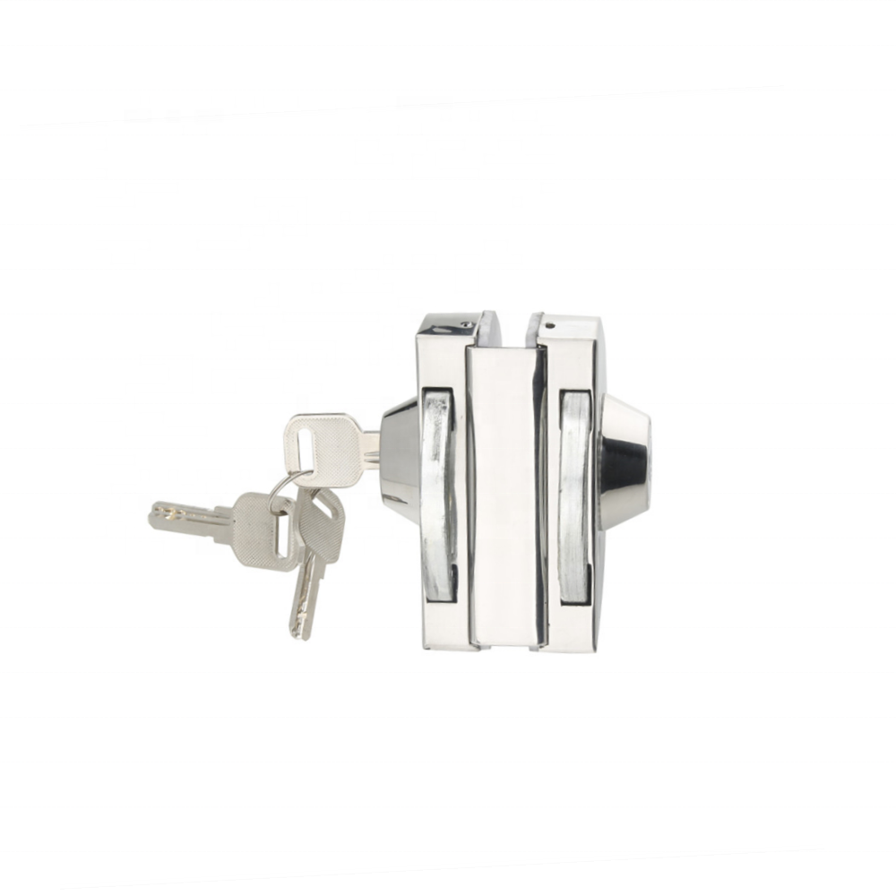 Stainless steel glass patch fittings entrance no drilling D shape center security lock