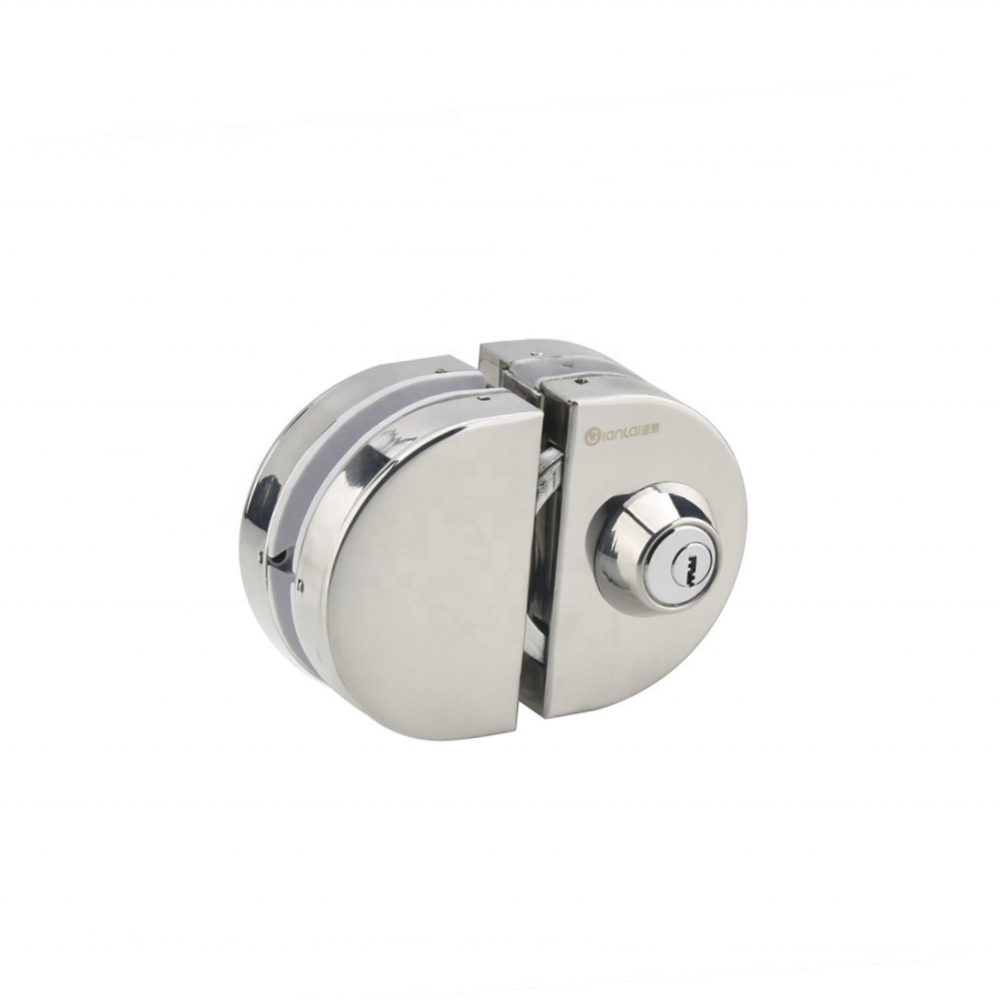 Glass door patch fitting stainless steel entrance no drilling D shape center security lock