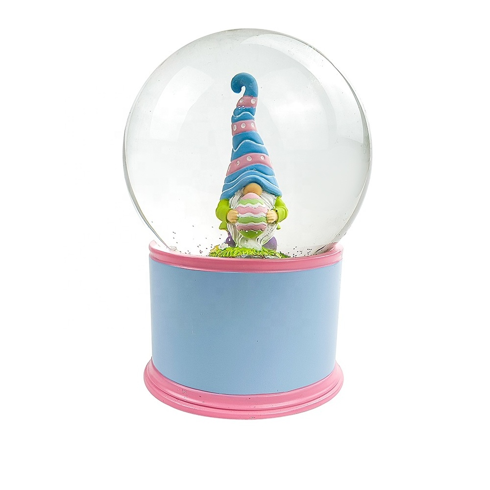 new arrival custom wholesale home decor musical  water snow globe crystal snow globe for easter