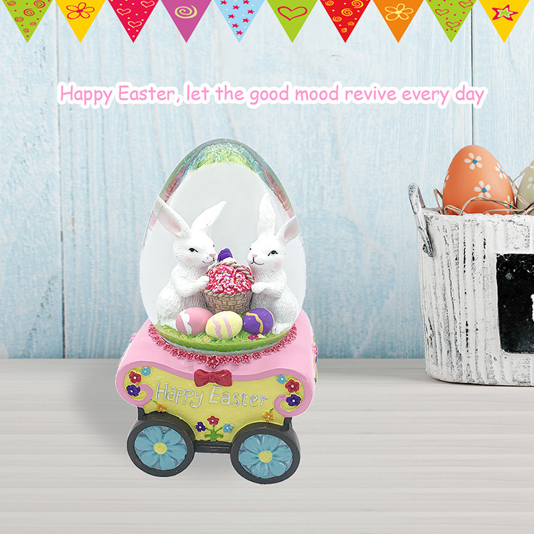 wholesale supplie directly musical easter bunny custom snow globe for Easter