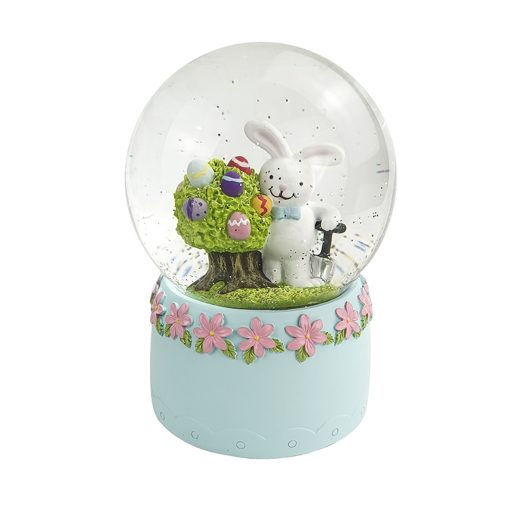 wholesale supplie directly musical easter bunny custom snow globe for Easter