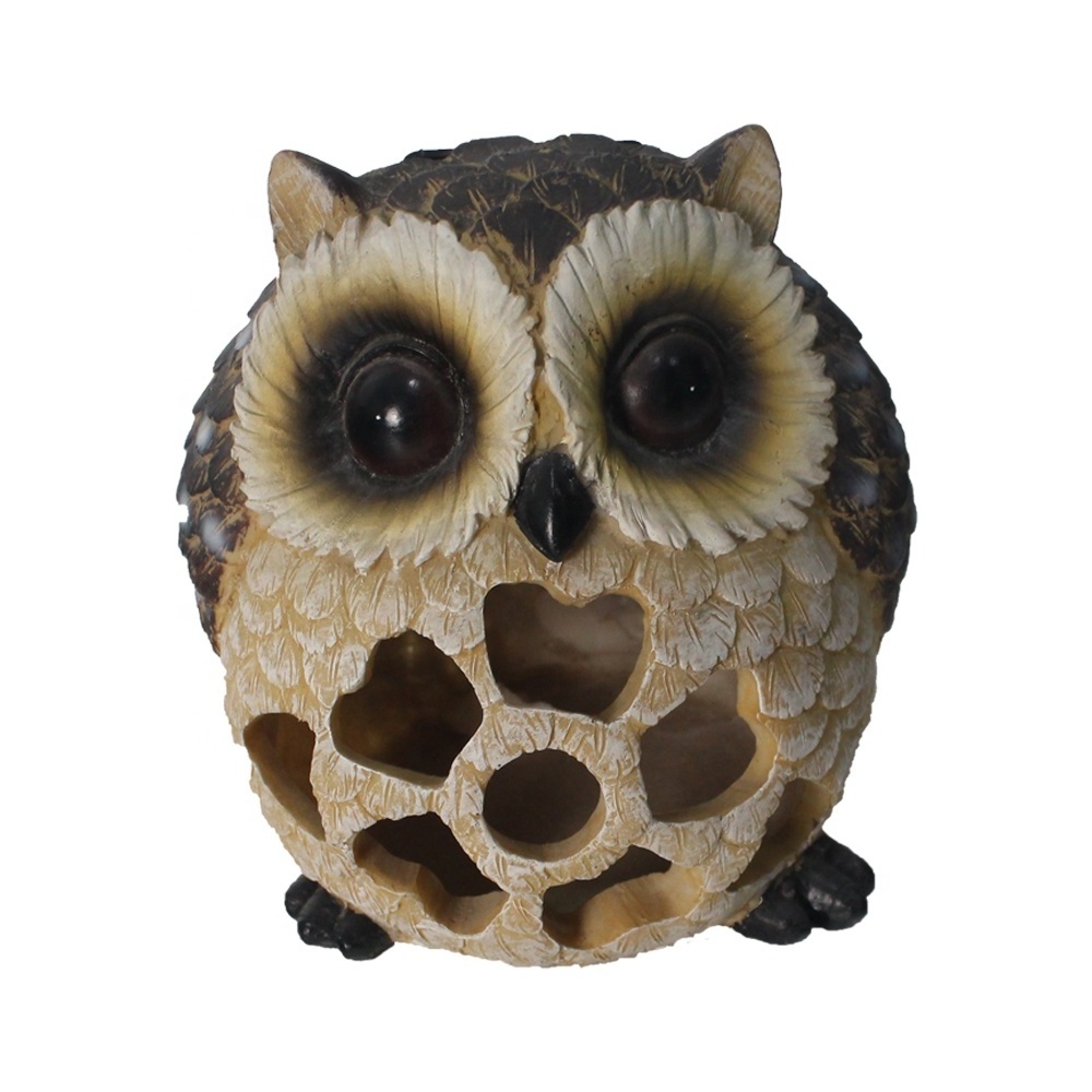 Resin Mini Owls, Miniature Figurines with LED Light, Animals for Fairy Garden