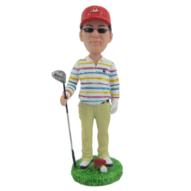 DIY modern resin crafts Golf club bobblehead doll sculpture home decor male statue