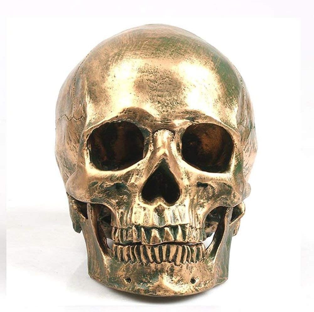 Hot Sales Resin Crafts Custom Skulls Statue Desktop Ornaments Halloween Gold  Skulls Sculpture