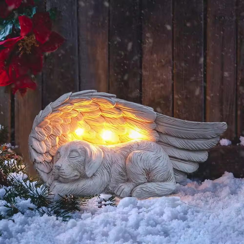 Dog Memorial Gifts - Forever My Guardian Angel Garden Solar Light - Pet Memorial Stone