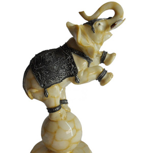 Custom Resin Feng Shui Elephant Statue Wealth Lucky Figurine Stepping on A Ball Office Home Decor Sculpture Gift