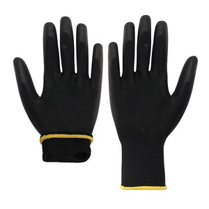 Factory Wholesale 13 Gauge Nylon PU Coated Guantes De Trabajo  Cheap Work  PU Breathable Industrial Anti-slip Hand Gloves