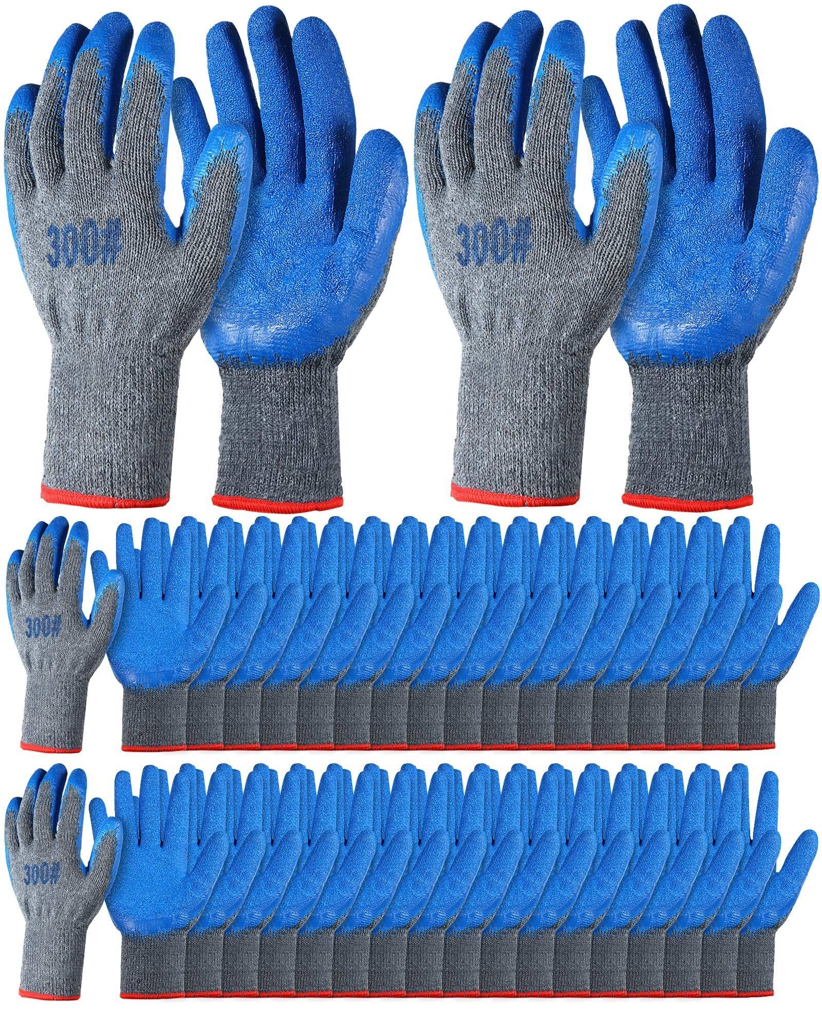 Safety Large Blue Rubber latex  Coated Work Gloves  Suitable for Men Construction Gardening Mechanic work gloves