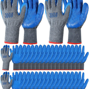 Safety Large Blue Rubber latex  Coated Work Gloves  Suitable for Men Construction Gardening Mechanic work gloves