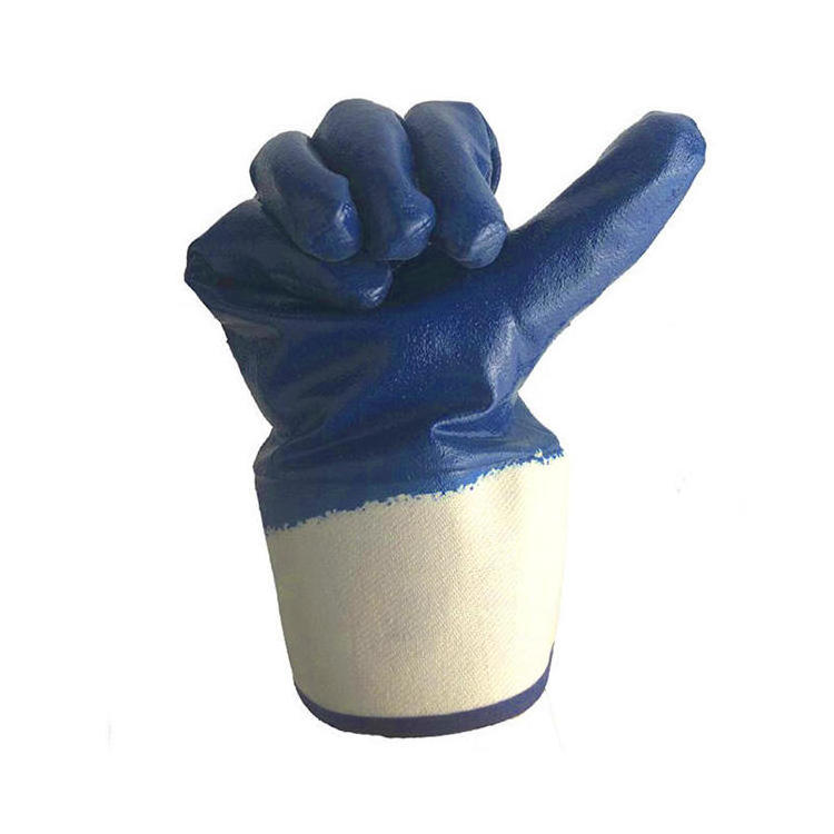 China oil chemical resistant nitrile coated gloves Bulk Heavy Duty Cheap Custom Industrial thick Blue Nitrile Coated Glove