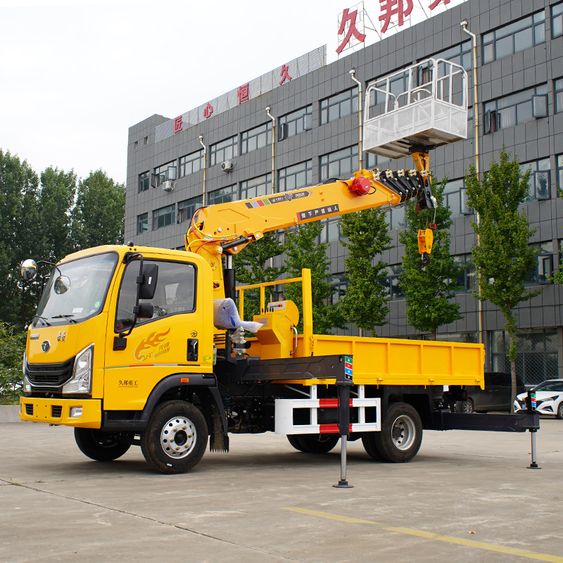 Multi-purpose truck crane with telescopic boom and working platform on HOMAN chassis