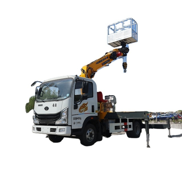 Multi-purpose truck crane with telescopic boom and working platform on HOMAN chassis