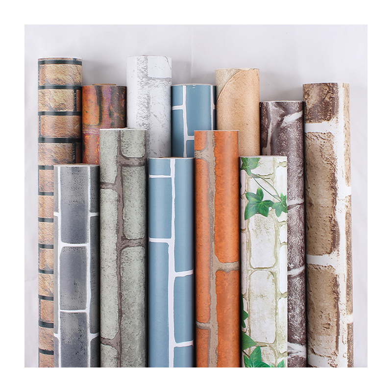 Modern Design Waterproof Brick Stone Mural Wallpaper 3D Geometric Decoration Wall Paper Rolls Sticker