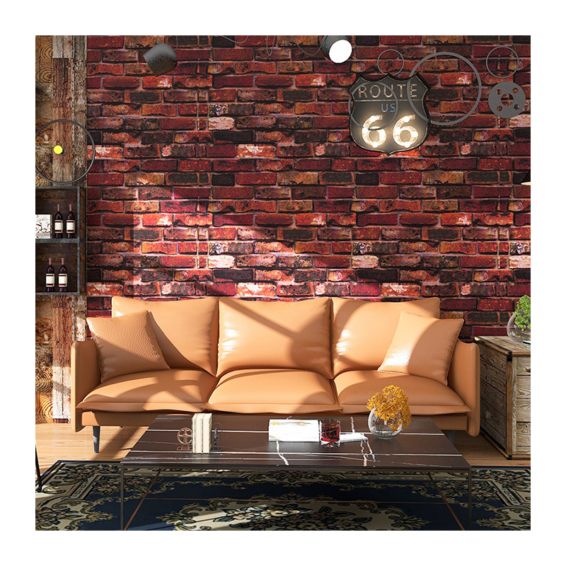 Modern Design Waterproof Brick Stone Mural Wallpaper 3D Geometric Decoration Wall Paper Rolls Sticker