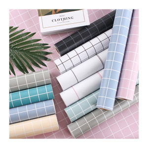 Pvc Wallpaper Self-Adhesive Home White Pink Blue Self-Paste Grid Wallpaper Waterproof And Moisture