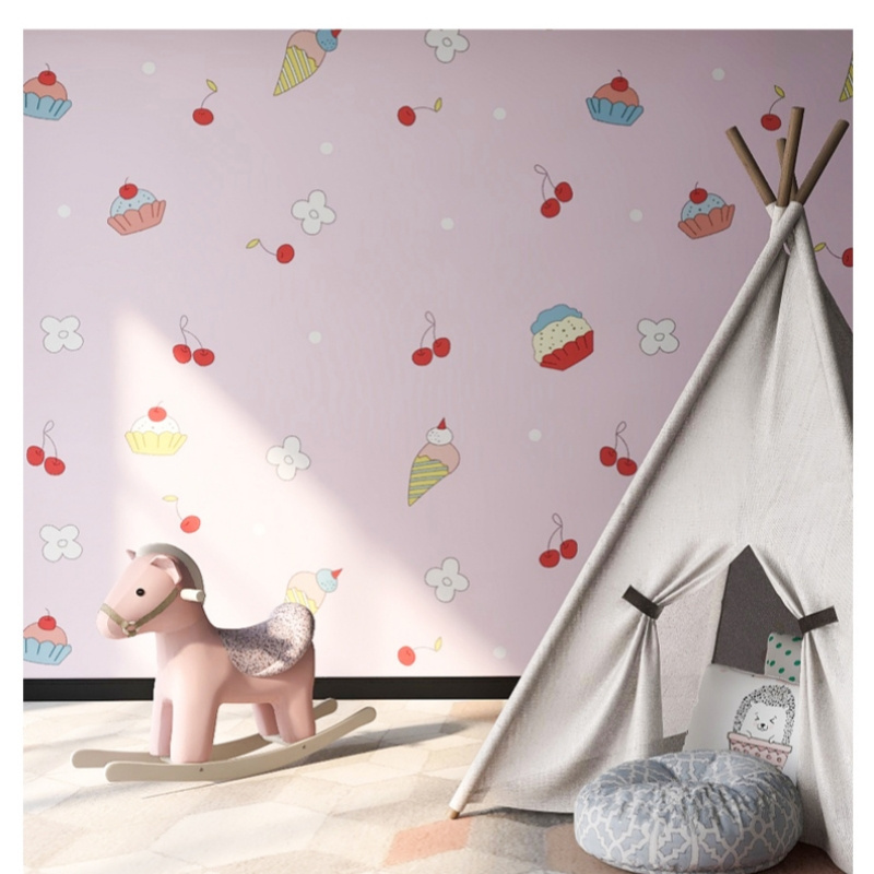 Chinese Factory Supply Cartoon Wallpaper Kids Room Spaceship Star To Bedroom Peel And Stick Wallpaper