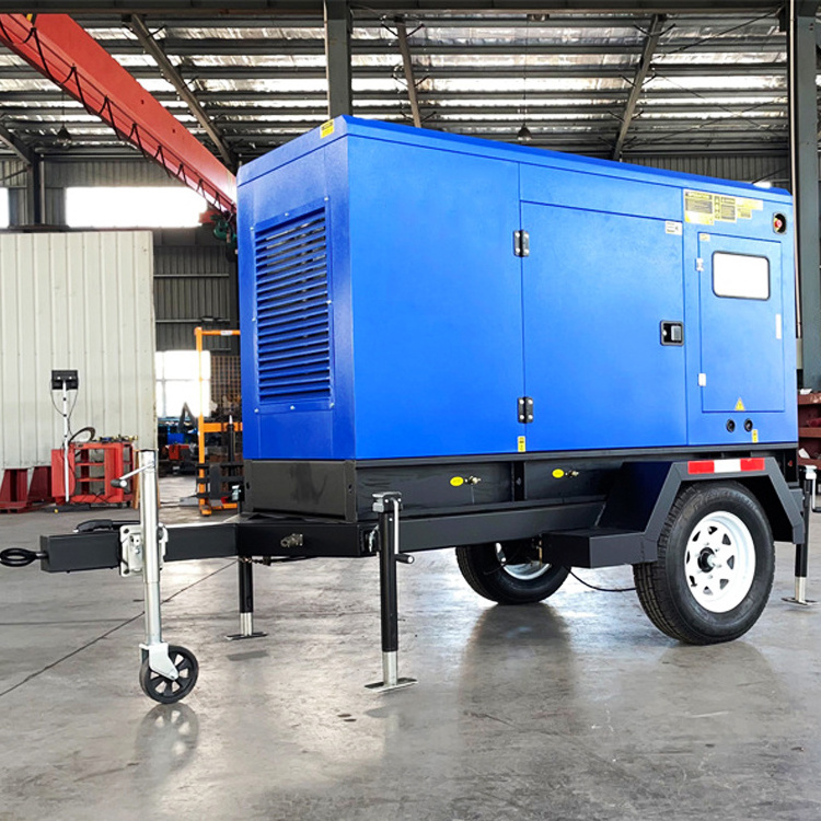 Mobile power station 150kw silent generator trailer 180kva diesel generator with four-wheels