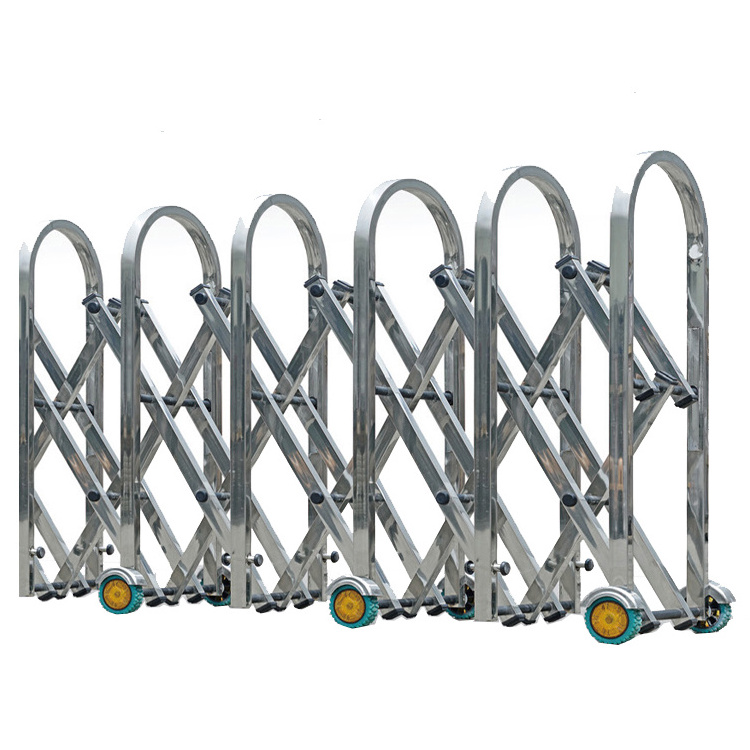 1200mm High Wheel Retractable Gate Manual, Road Metal Mobile Expandable Barrier Gate for Outdoor Parking