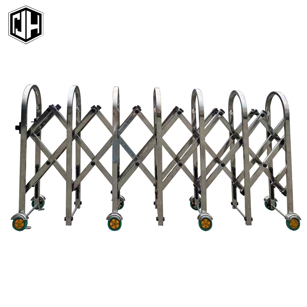 1200mm High Wheel Retractable Gate Manual, Road Metal Mobile Expandable Barrier Gate for Outdoor Parking