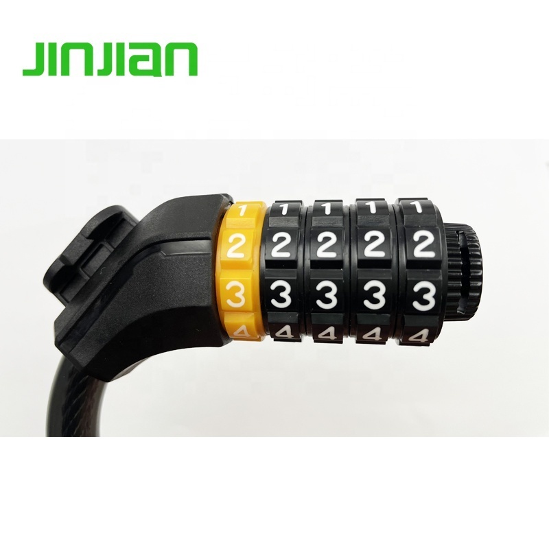 Jinjian combination lock diary 4 digit heavy duty rode bike combination cable bicycle lock