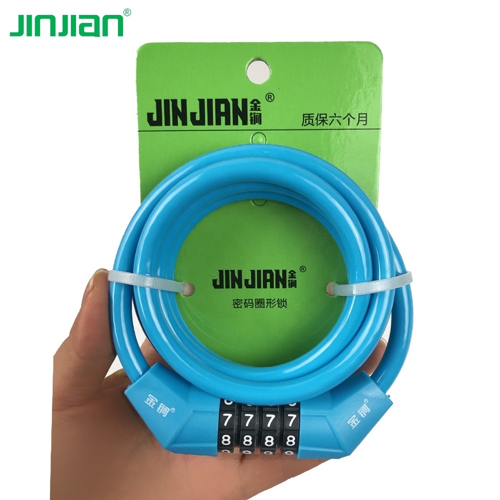 Jinjian easy carrying Easy cable lock bike accessories Installation hot sale small bike lock for kids bike and helmet