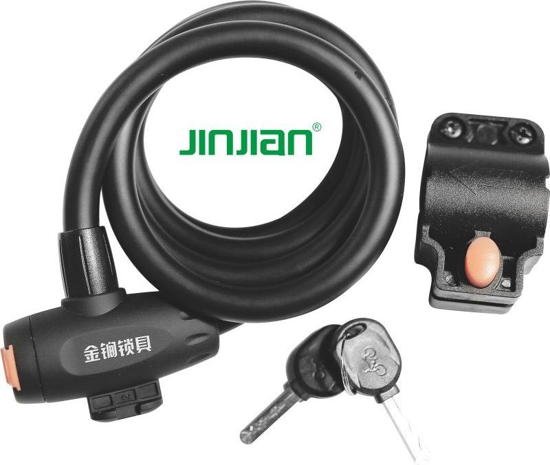 jinjian outdoor accessories  1.5m  Long Safety coil matte finish Steel Bicycle Cable Chain Lock bike cable lock