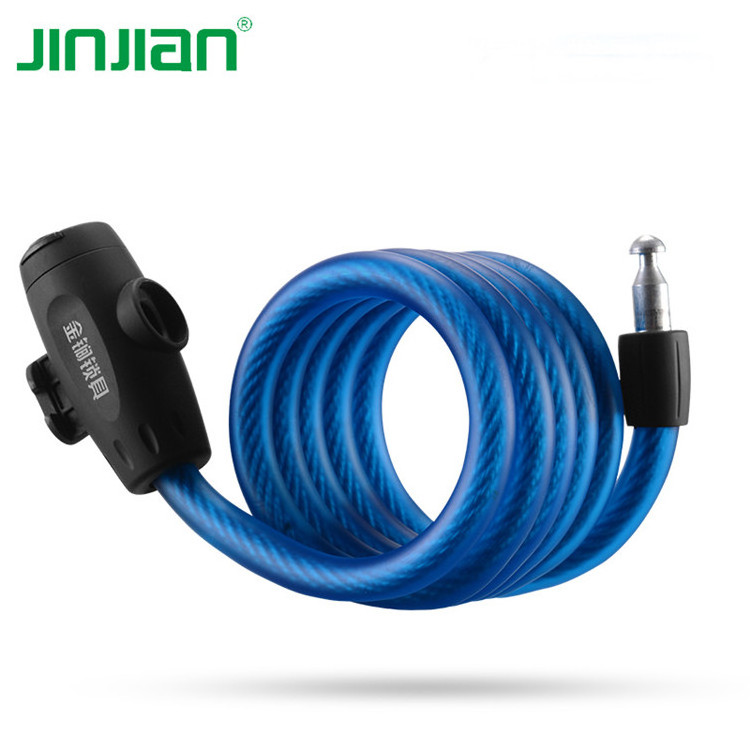 jinjian outdoor accessories  1.5m  Long Safety coil matte finish Steel Bicycle Cable Chain Lock bike cable lock