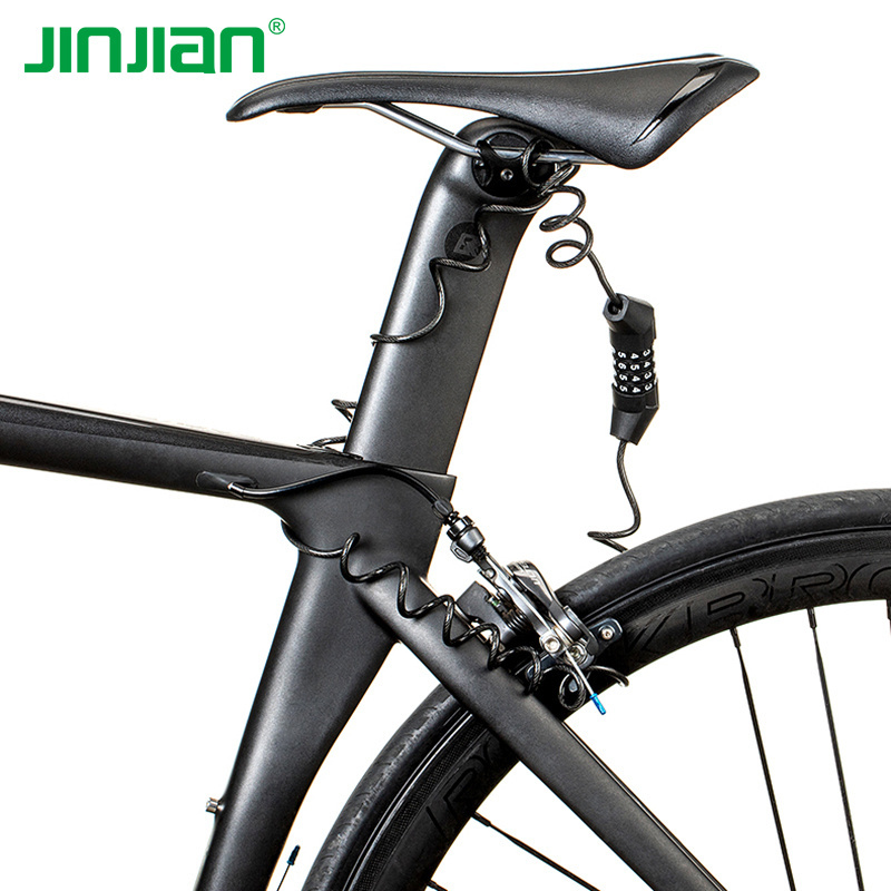 Jinjian 4 Digits Helmet Lock  Small Bicycle Lock For Scooter Motorcycles  luggage Cycling Portable Bike Cable Lock