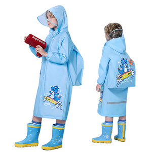 Factory wholesale raincoat EVA rain poncho waterproof backpack clear with hooded for school girls boys