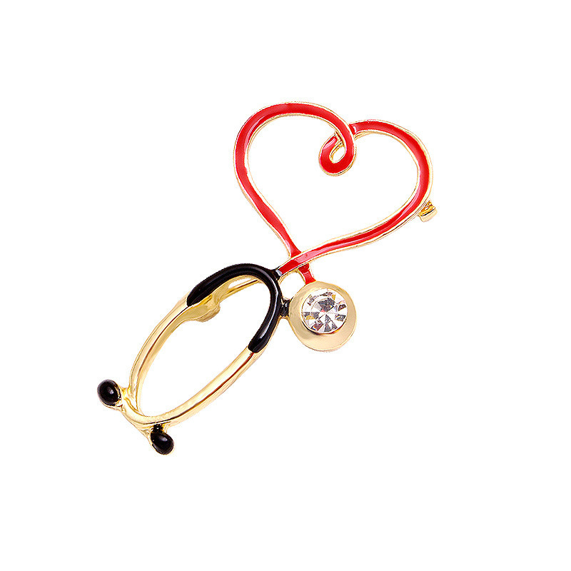 New Fashion Medical Medicine Brooch Pin Stethoscope Electrocardiogram Heart Shaped Doctor  Brooch Pin  Jewelry