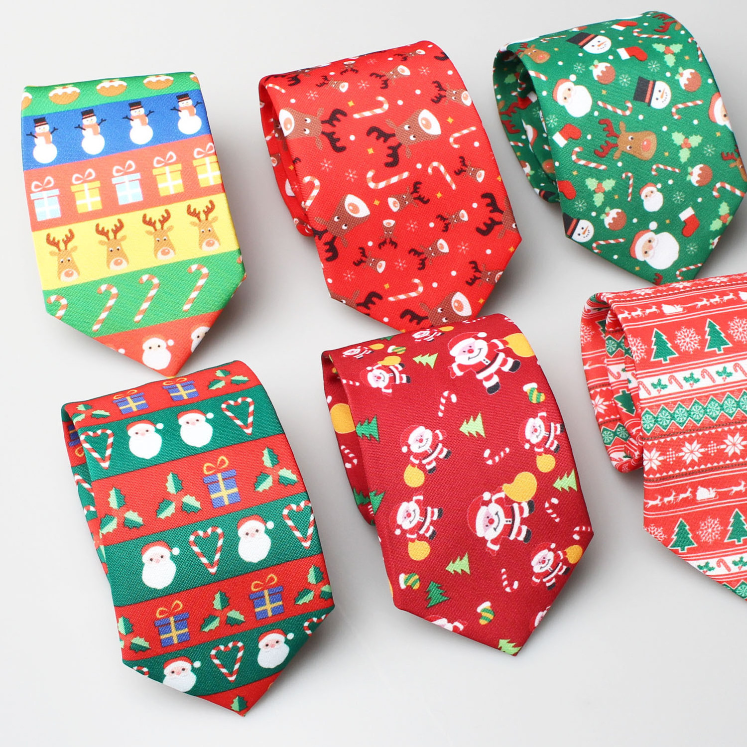 Factory new fashion printed Christmas tree Santa Claus men polyester neck tie for Christmas day