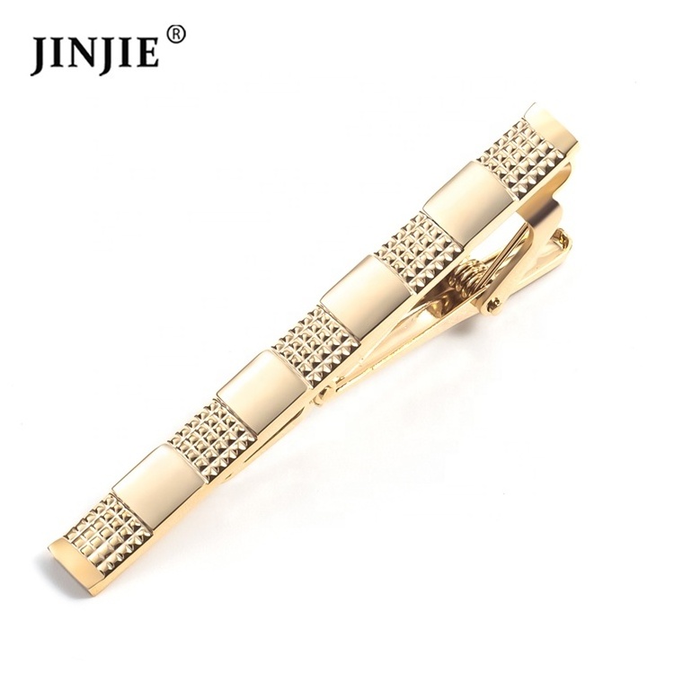 Wholesale fashion classic men brass gold plated blank tie clip and cufflinks set for shirt