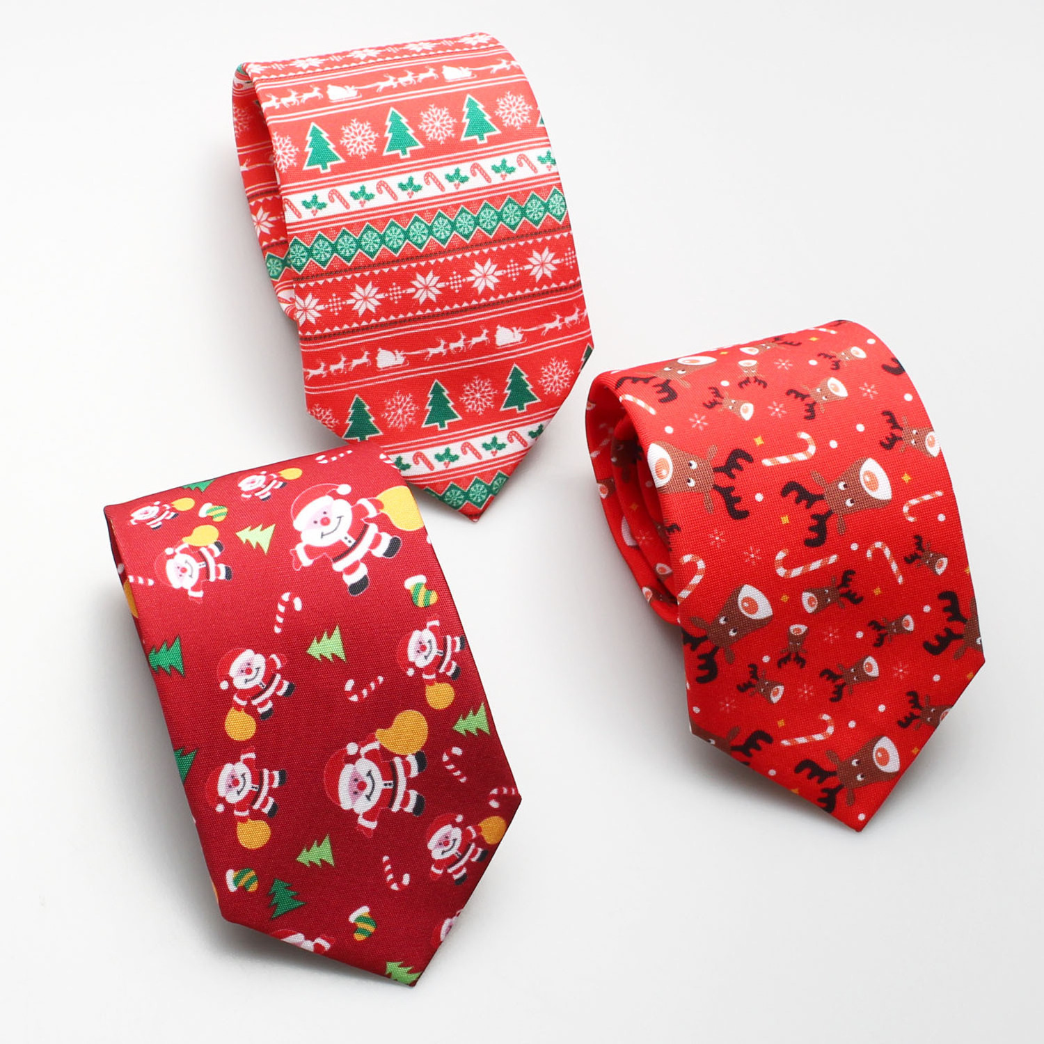 New design  fashion  holiday printed Christmas tree Santa Claus men polyester neck tie for Christmas day