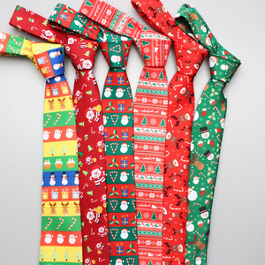 Factory new fashion printed Christmas tree Santa Claus men polyester neck tie for Christmas day