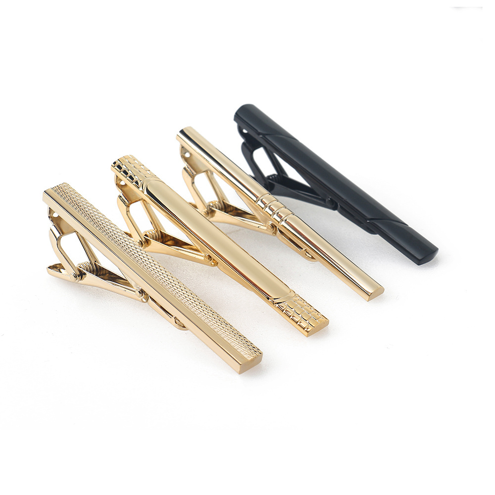 8 PCS Tie Clips Set for Men Tie Bar Clip Black Silver-Tone Gold-Tone for Wedding Business with Gift Box