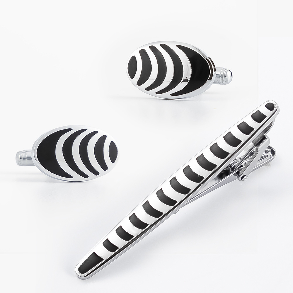 Personalised Logo Engraved Designer Cufflinks & Tie Clip Set