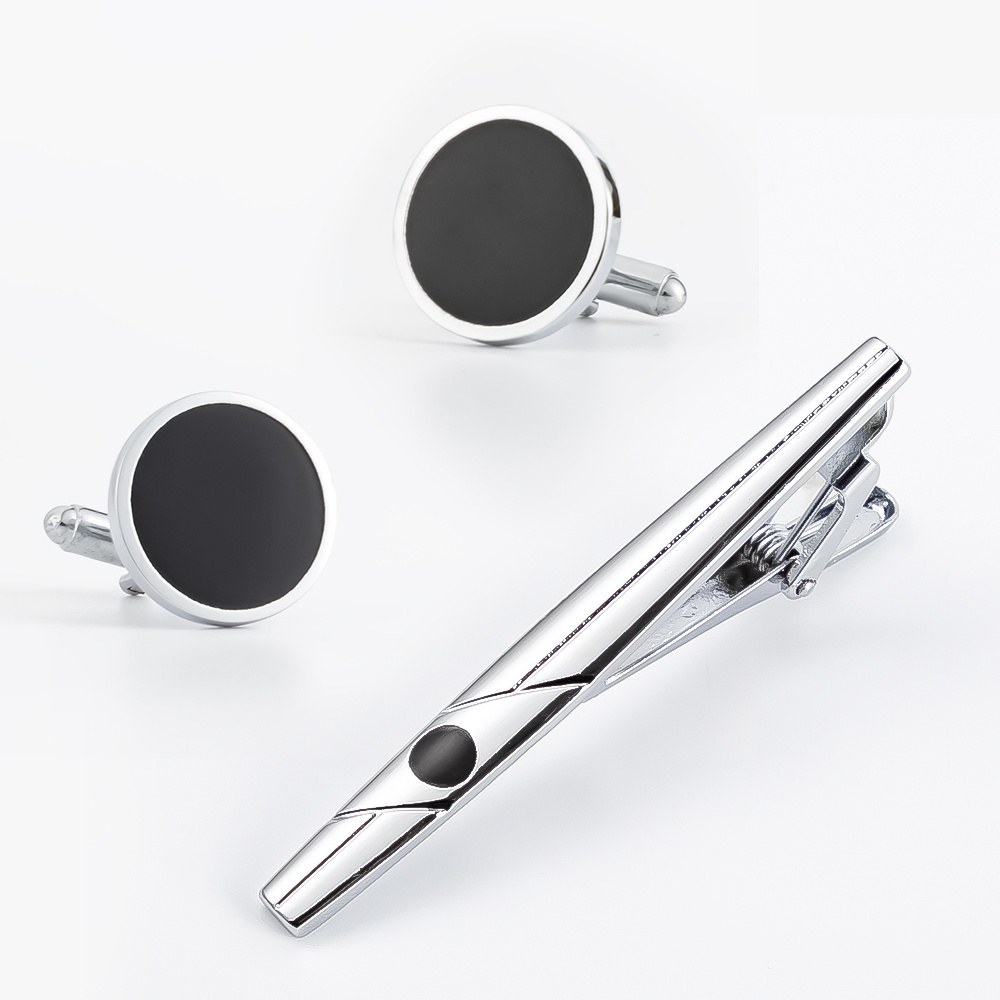 Personalised Logo Engraved Designer Cufflinks & Tie Clip Set