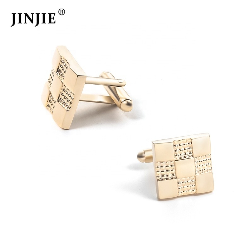 Wholesale fashion classic men brass gold plated blank tie clip and cufflinks set for shirt