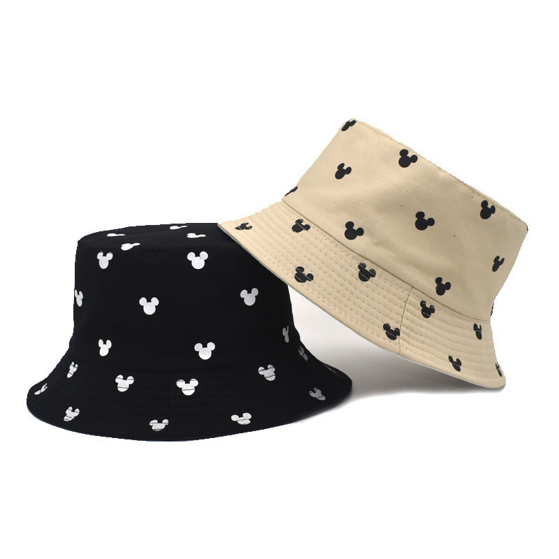 Wholesale super cute animal printing silk screen printing cotton trendy bucket hats for adults