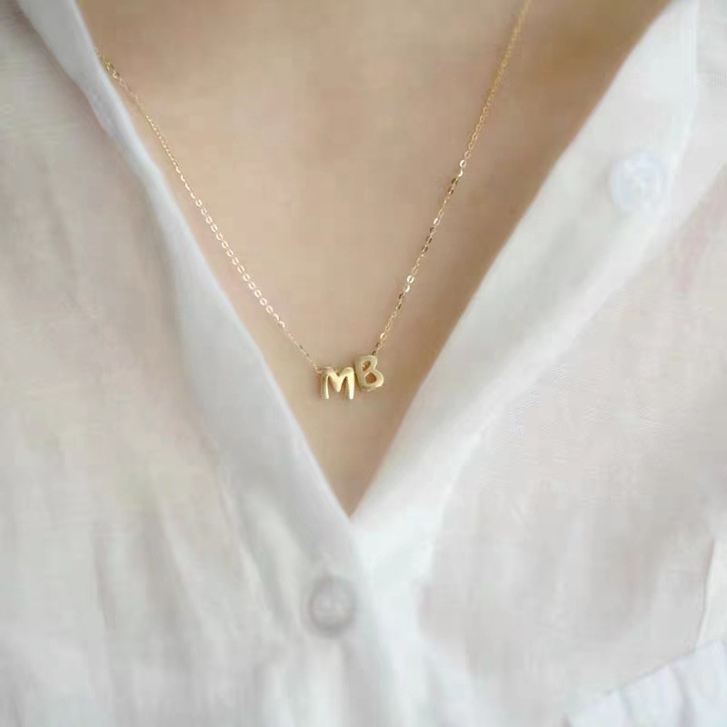 DIY custom name necklace 925 sterling silver 14k gold plated high polish charm English initial letters pendant necklace jewelry