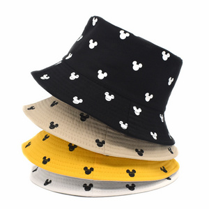 Wholesale super cute animal printing silk screen printing cotton trendy bucket hats for adults