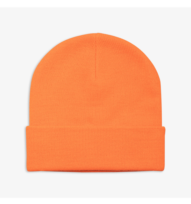 Wholesale Blank Cashmere Beanie Hats Solid Orange Cap Plain Acrylic Beanie High quality orange beanies