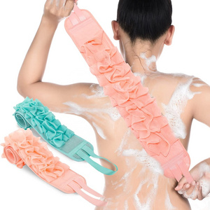 Exfoliating Back scrubber Double-sided exfoliating cloth body loofah sponge bath long handle suitable for deep cleaning