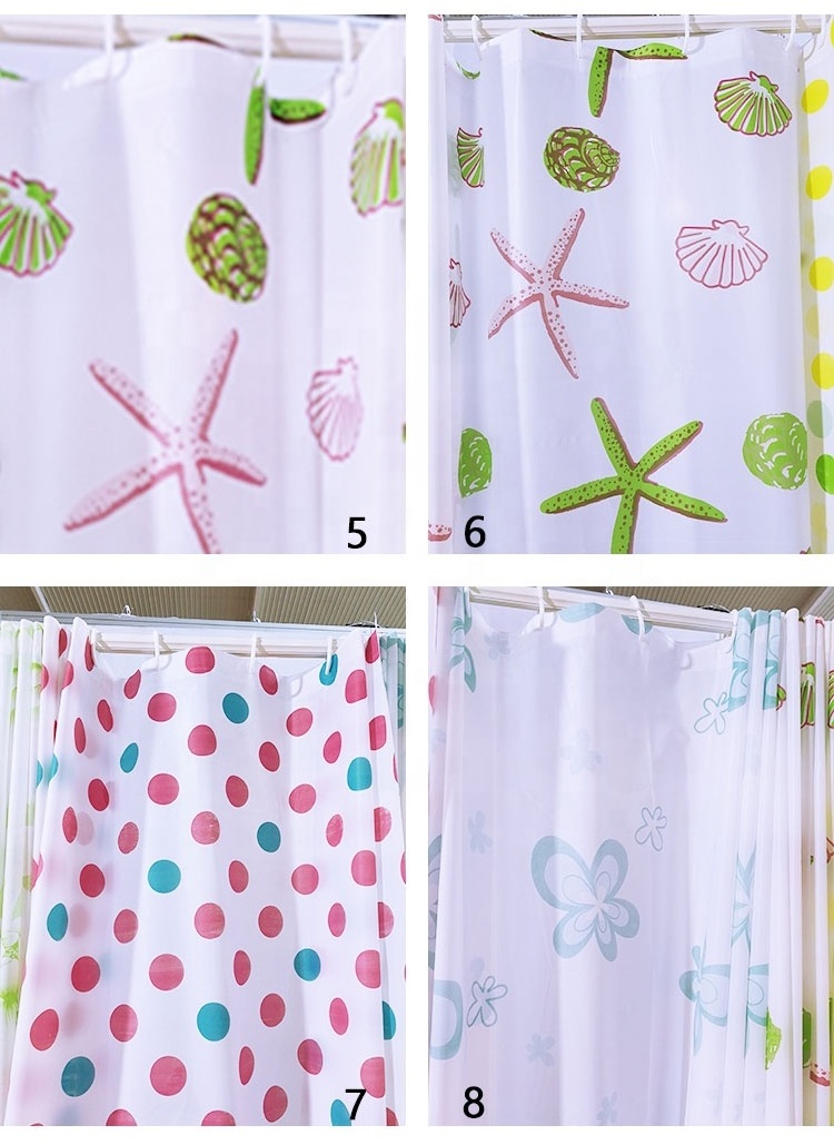 Hot Selling Printed Flower Waterproof Shower Curtain PEVA Shower Curtain Liner