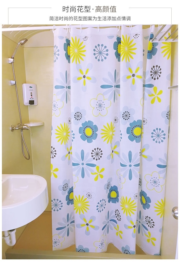 Hot Selling Printed Flower Waterproof Shower Curtain PEVA Shower Curtain Liner