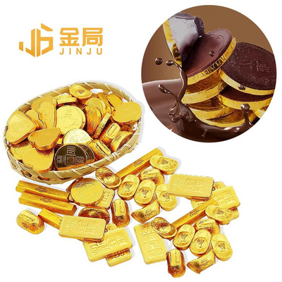 Halal Square Shape Golden Chocolates Candy Chinese New Year Snacks Bullion Chocolate Coin